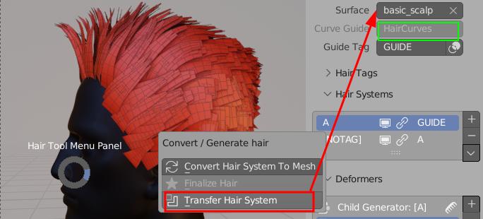 Transfer hair